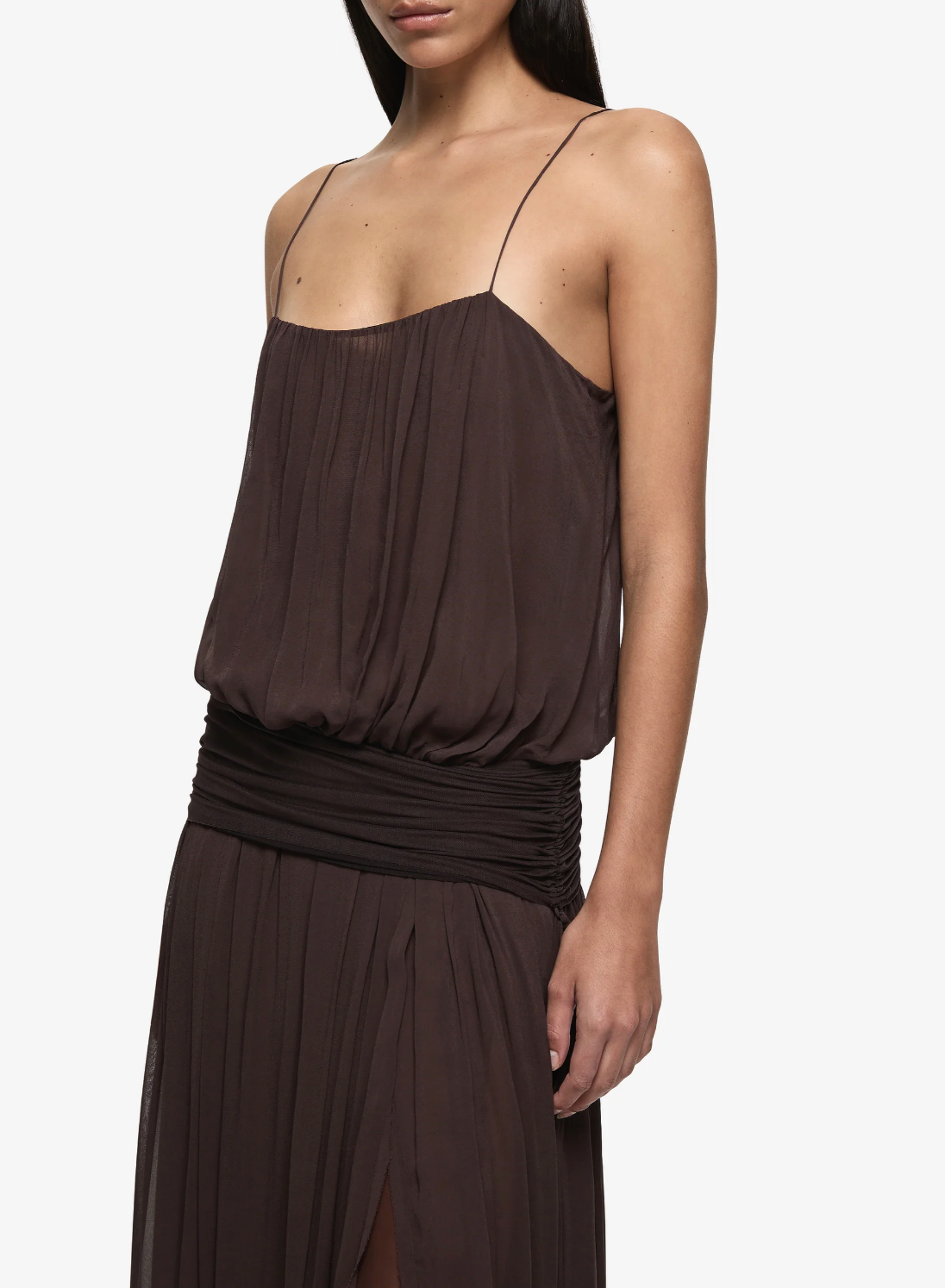 Bec + Bridge Camille Blouson Dress in Dark Chocolate