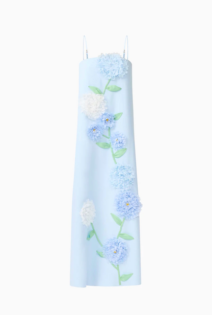 Elliatt Buttercup Embroidered Maxi Dress In Blue