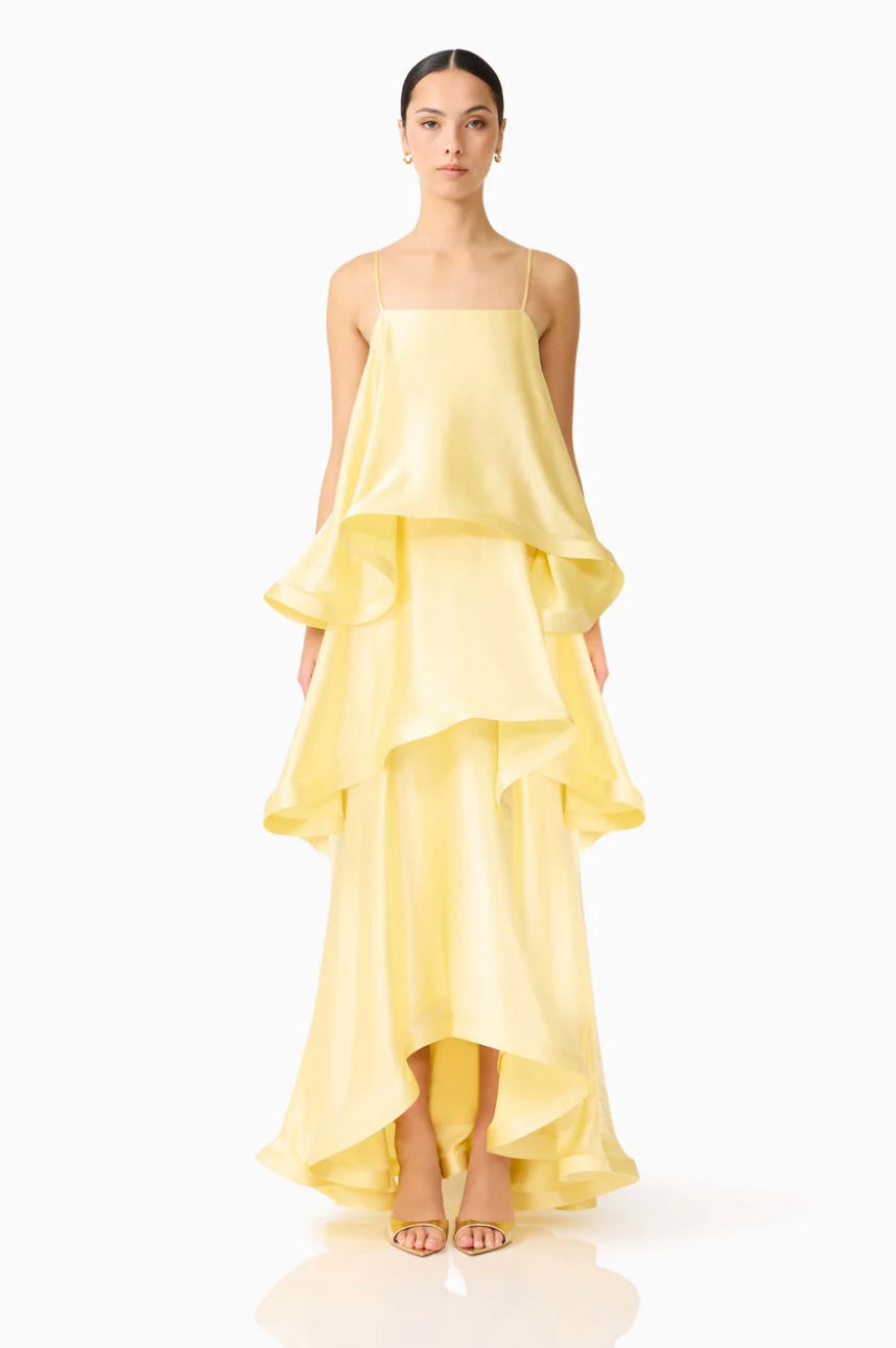 Elliatt Tilly Tiered Maxi Dress in Butter Yellow