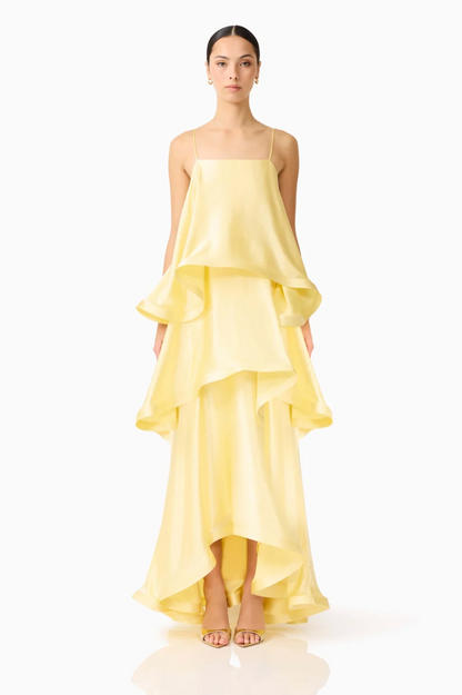 Elliatt Tilly Tiered Maxi Dress in Butter Yellow