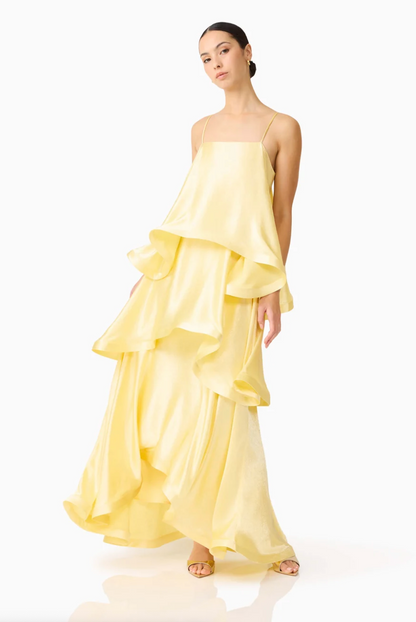 Elliatt Tilly Tiered Maxi Dress in Butter Yellow