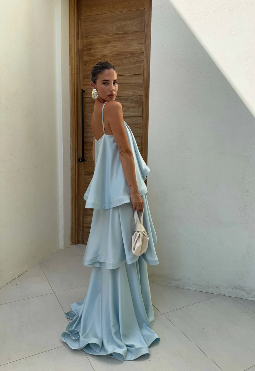Elliatt Tilly Tiered Maxi Dress in Blue