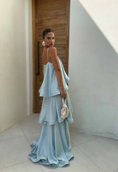 Elliatt Tilly Tiered Maxi Dress in Blue