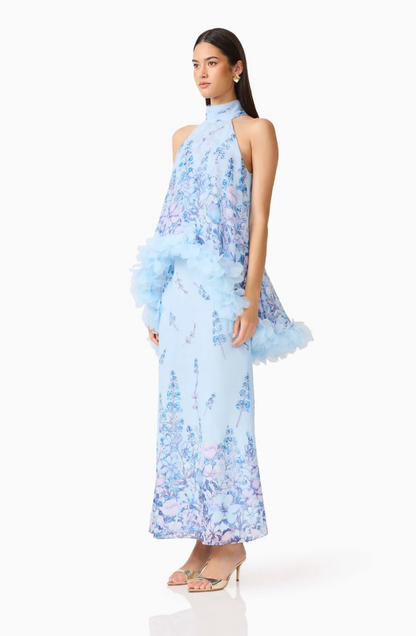 Elliatt Tulsia Floral Cape Maxi Dress in Light Blue
