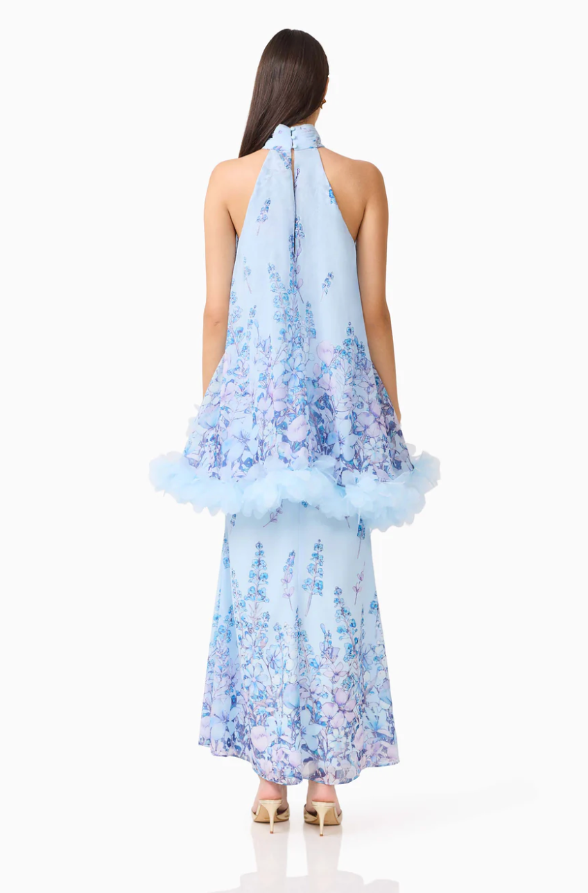 Elliatt Tulsia Floral Cape Maxi Dress in Light Blue