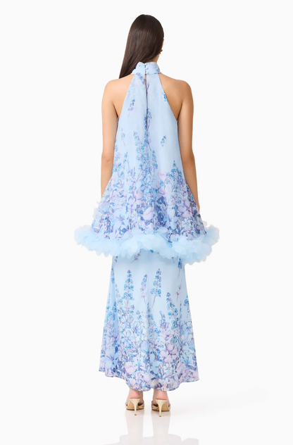 Elliatt Tulsia Floral Cape Maxi Dress in Light Blue