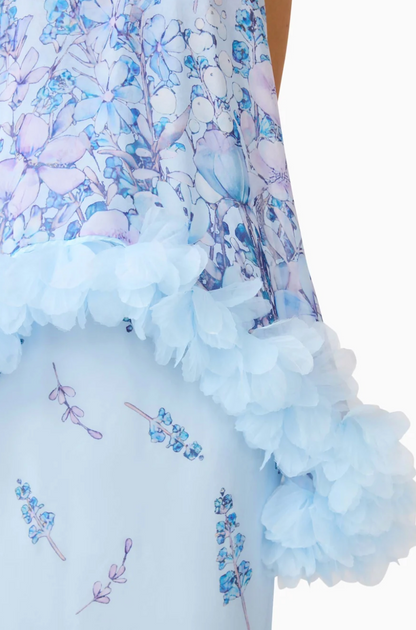 Elliatt Tulsia Floral Cape Maxi Dress in Light Blue