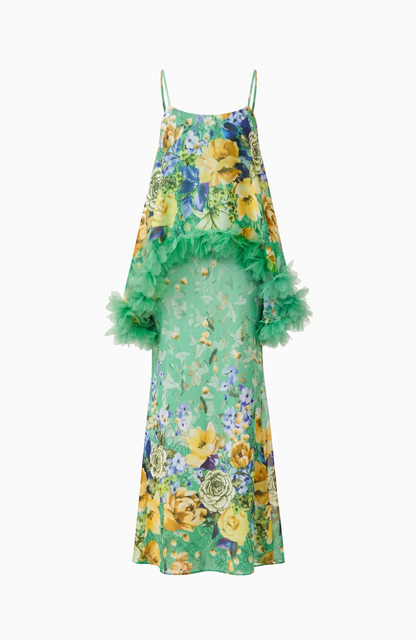 Elliatt Jamie Tiered Maxi Dress in Green Floral
