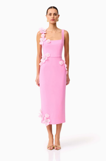 Elliatt Chantelle 3D Midi Dress in Pink