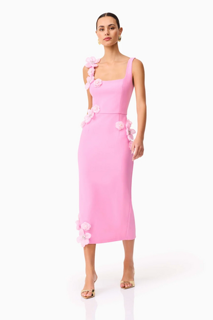 Elliatt Chantelle 3D Midi Dress in Pink