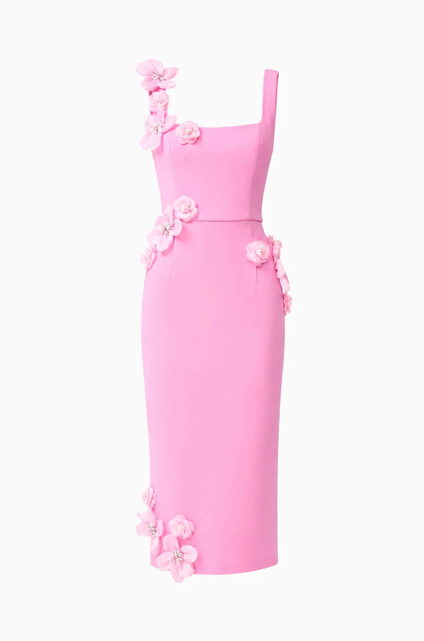 Elliatt Chantelle 3D Midi Dress in Pink