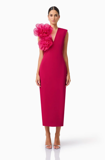 Elliatt Verdessa V-Neck Maxi Dress in Raspberry Pink