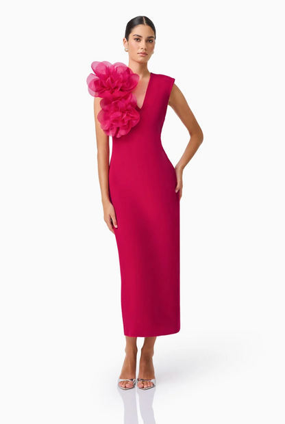 Elliatt Verdessa V-Neck Maxi Dress in Raspberry Pink