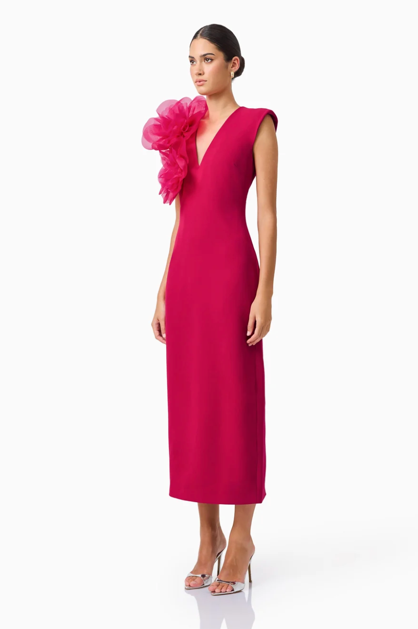Elliatt Verdessa V-Neck Maxi Dress in Raspberry Pink