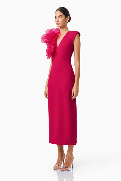 Elliatt Verdessa V-Neck Maxi Dress in Raspberry Pink