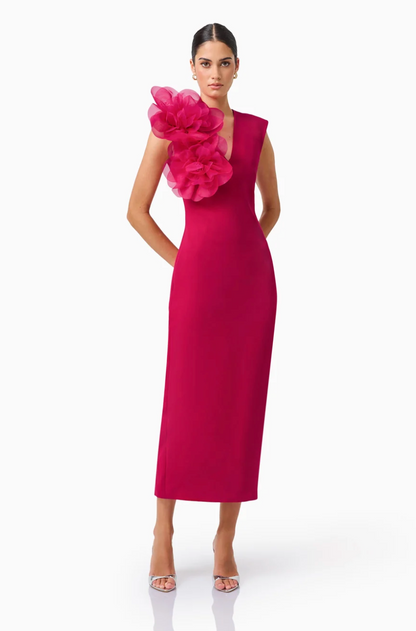 Elliatt Verdessa V-Neck Maxi Dress in Raspberry Pink
