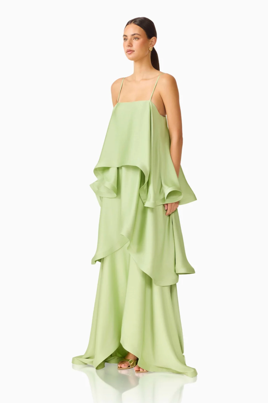 Elliatt Tilly Tiered Maxi Dress in Sage Green