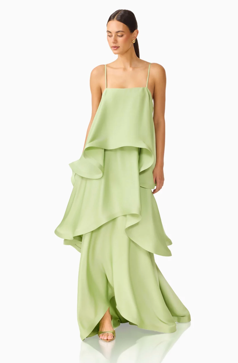 Elliatt Tilly Tiered Maxi Dress in Sage Green
