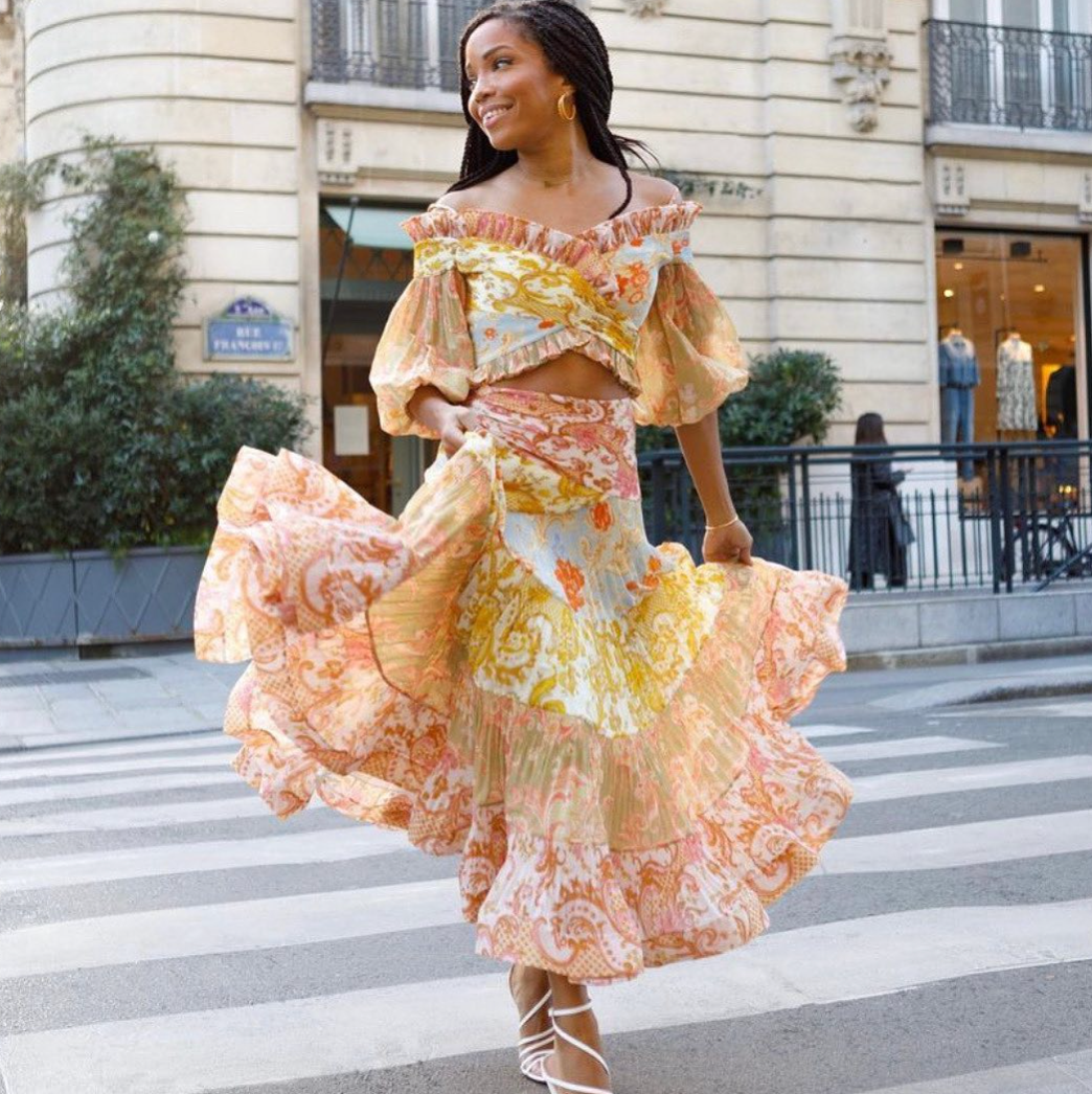 Zimmermann Postcard Pleated Fan Bodice Top & Pleated Skirt