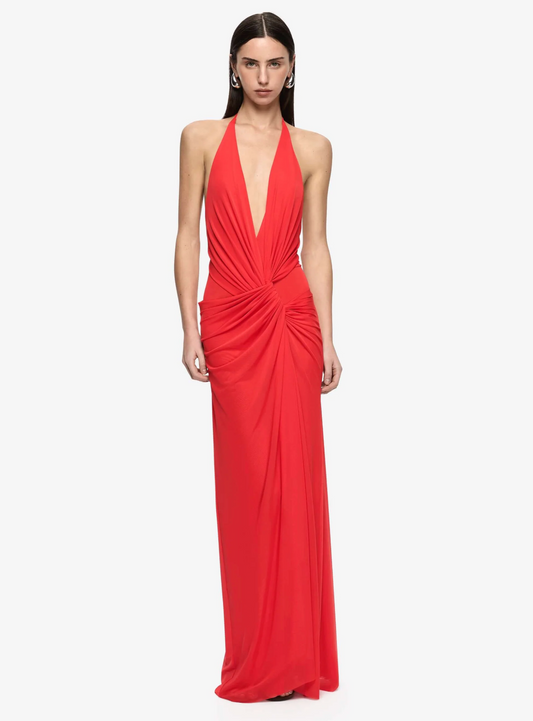Bec & Bridge Xanthi V Neck Maxi Dress in Flame
