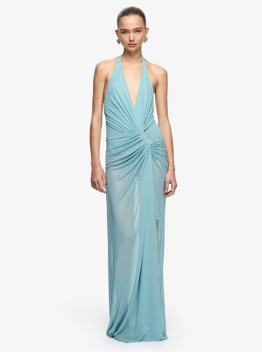 Bec & Bridge Xanthi V Neck Maxi Dress in Bermuda Blue