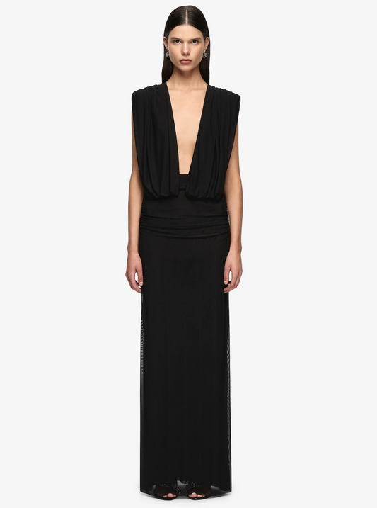 Bec & Bridge Isora Drape Maxi Dress in Black