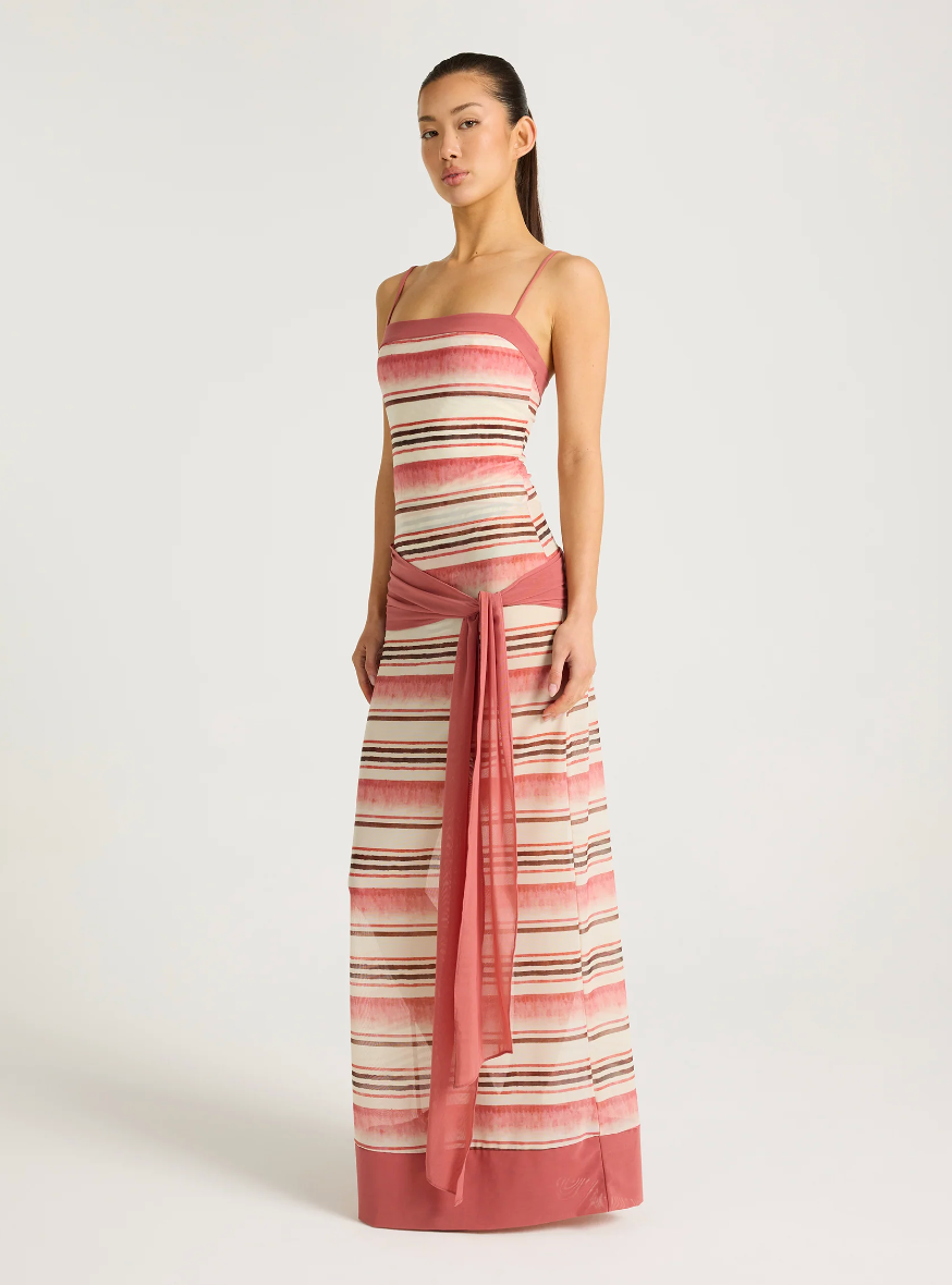 Benni Suki Maxi Dress In Melon Stripe
