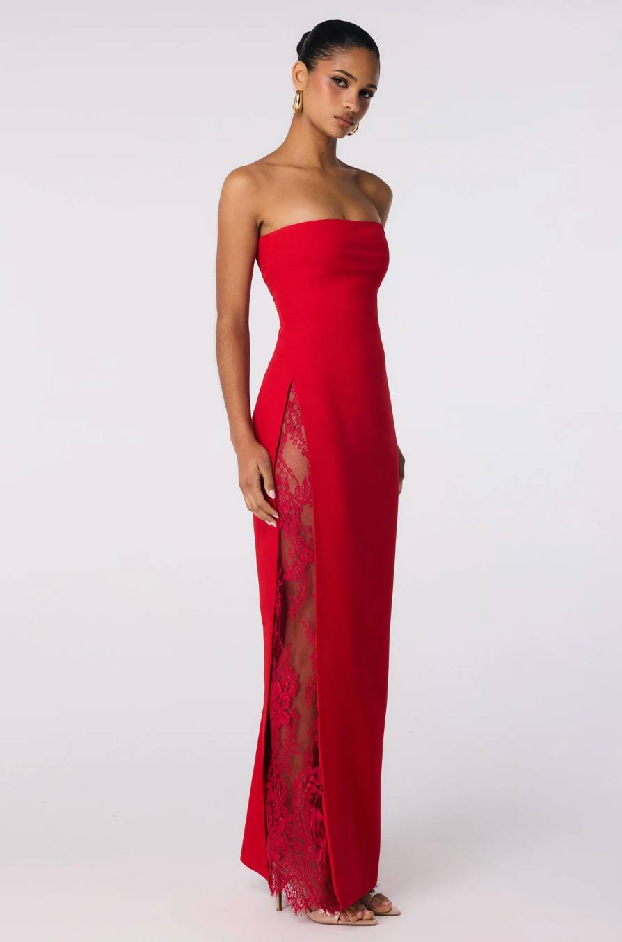 Nookie Palais Strapless Gown In Flame Red