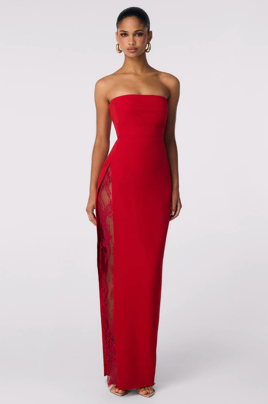 Nookie Palais Strapless Gown In Flame Red