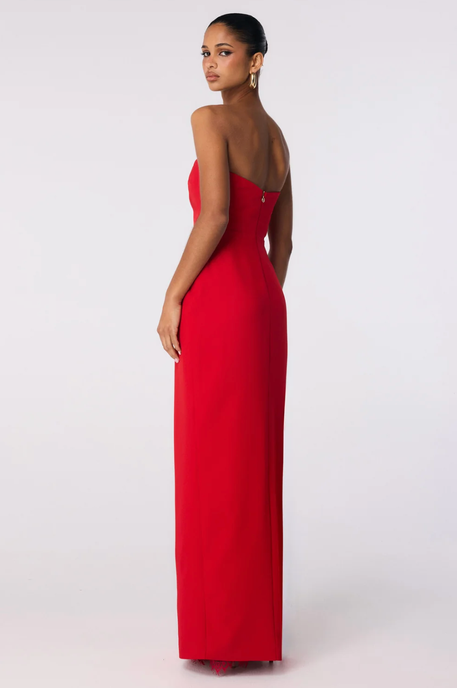 Nookie Palais Strapless Gown In Flame Red