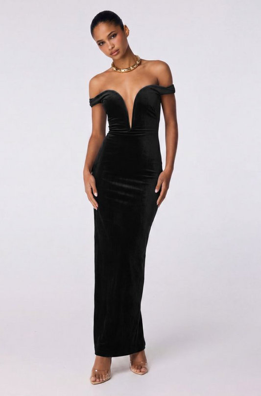 Nookie Valentina Off Shoulder Gown In Black