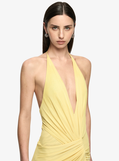 Bec & Bridge Xanthi Xanthi V Neck Maxi Dress in Citron