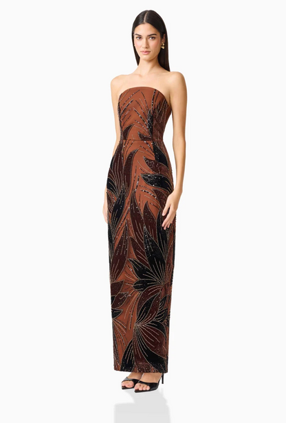 Elliatt Giada Column Gown Dress in Chocolate Brown
