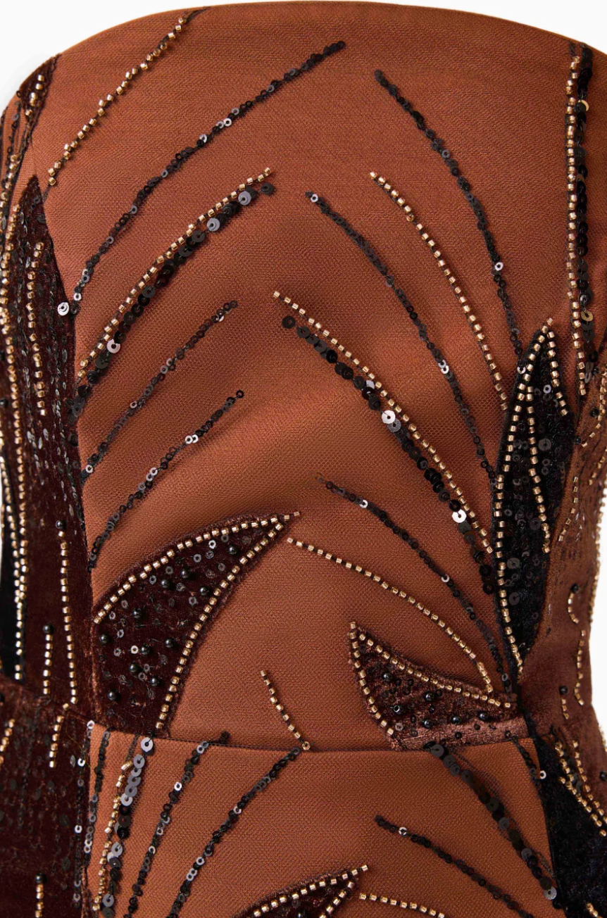 Elliatt Giada Column Gown Dress in Chocolate Brown