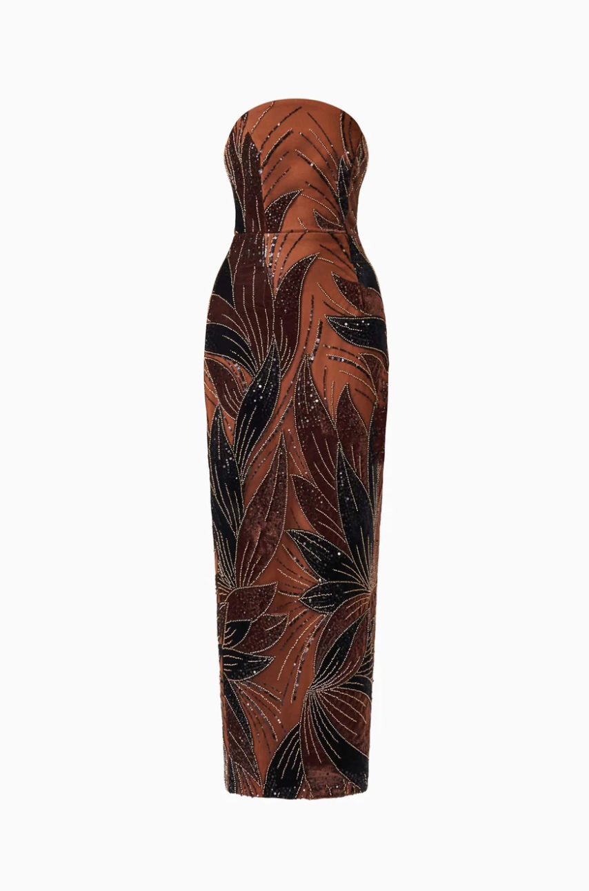 Elliatt Giada Column Gown Dress in Chocolate Brown