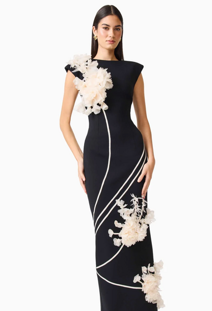 Elliatt Martina Applique Gown in Black