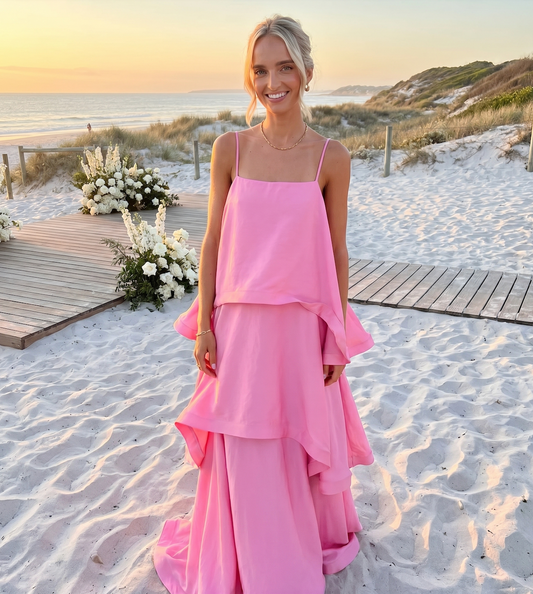 Elliatt Tilly Tiered Maxi Dress in Pink