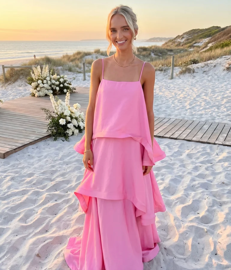 Elliatt Tilly Tiered Maxi Dress in Pink