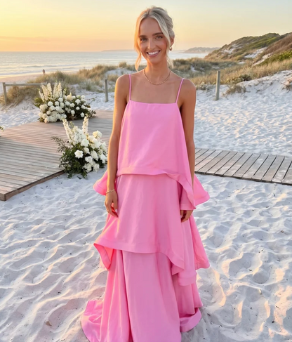 Elliatt Tilly Tiered Maxi Dress in Pink