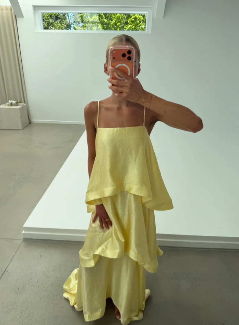 Elliatt Tilly Tiered Maxi Dress in Butter Yellow