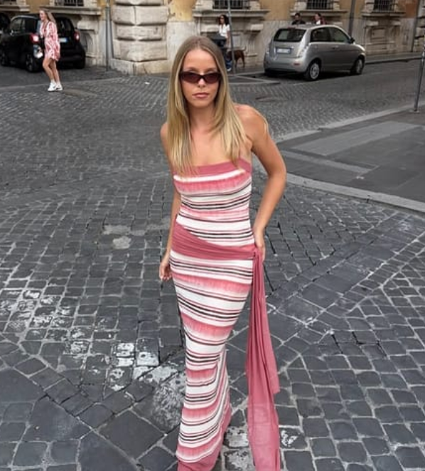 Benni Suki Maxi Dress In Melon Stripe