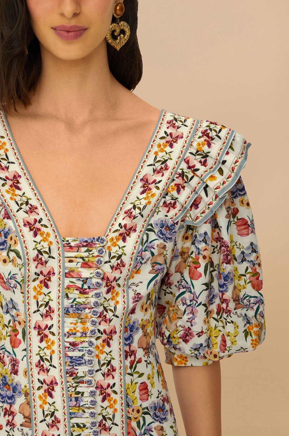 Farm Rio off-white greek garden mini dress