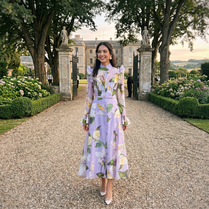 Leo lin Katrina Butterfly Sleeve Midi Dress
