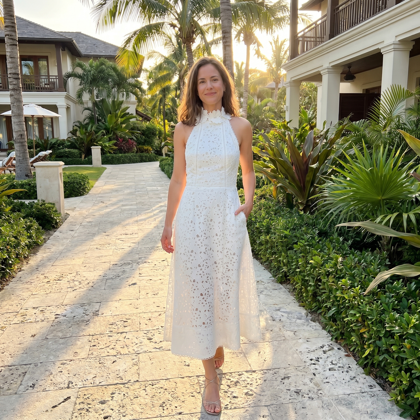 Rebecca Vallance Nuvola Halter Midi Dress