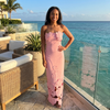 Leo Lin Rayna Appliqué Bustier Maxi Dress - Flamingo